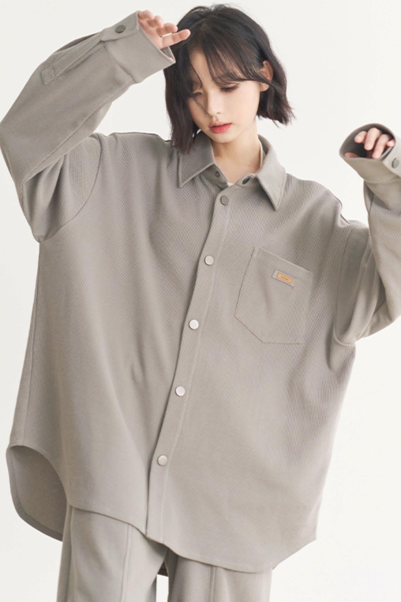 - Muse: Fall for wide Plain Suits sleeve Loose long Women's and Gravity Spring Casual pants shirts