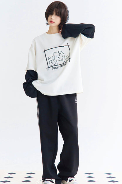 リラックスしたラウンドネックTシャツ レイヤードフィット