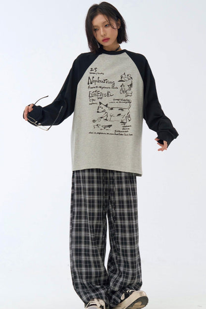 ストリートTシャツ アートパッチワーク ロングスリーブ