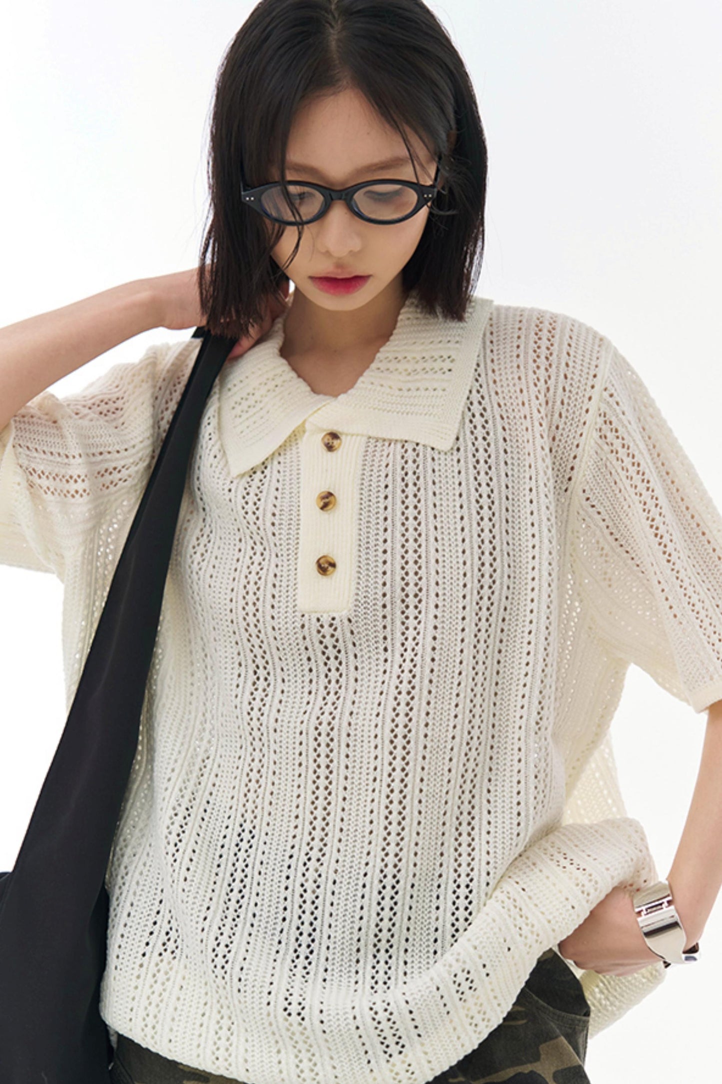 シースルーメッシュカラーTシャツ