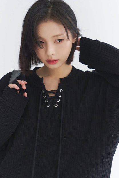 Oversize-Stricktop mit V-Ausschnitt