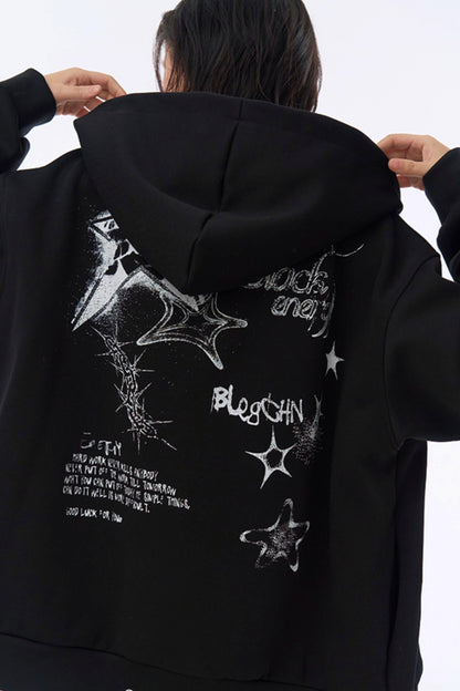 フード付きルーズパーカー グラフィティ