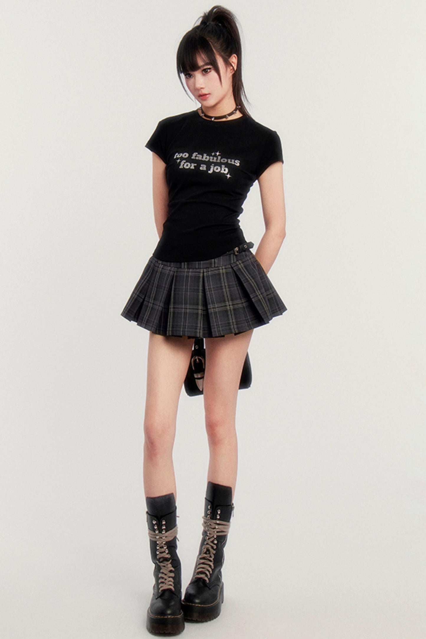 Preppy Rock Plissee Karo