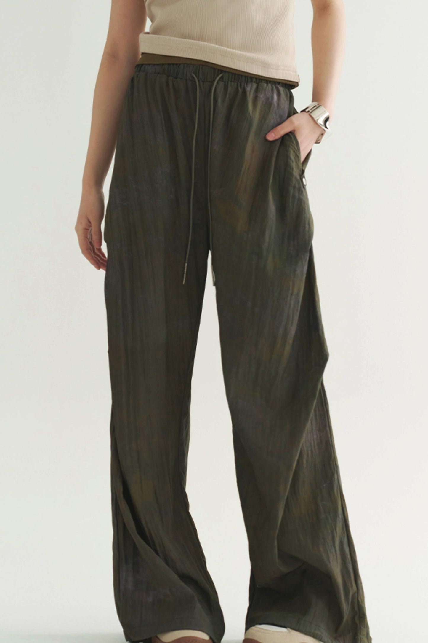 ドレーププリーツカジュアルパンツ