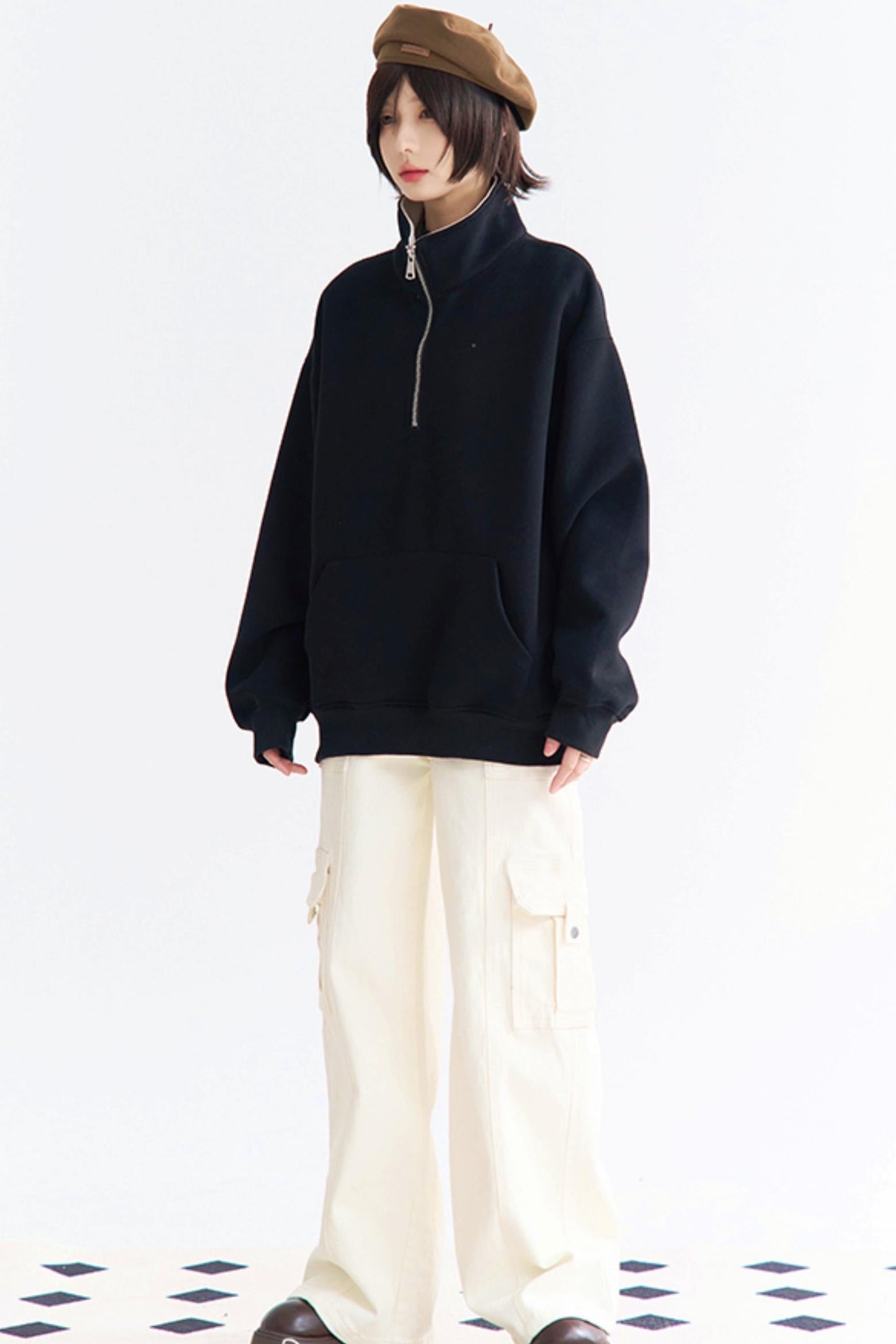 ジップネックプルオーバーハイハーフ