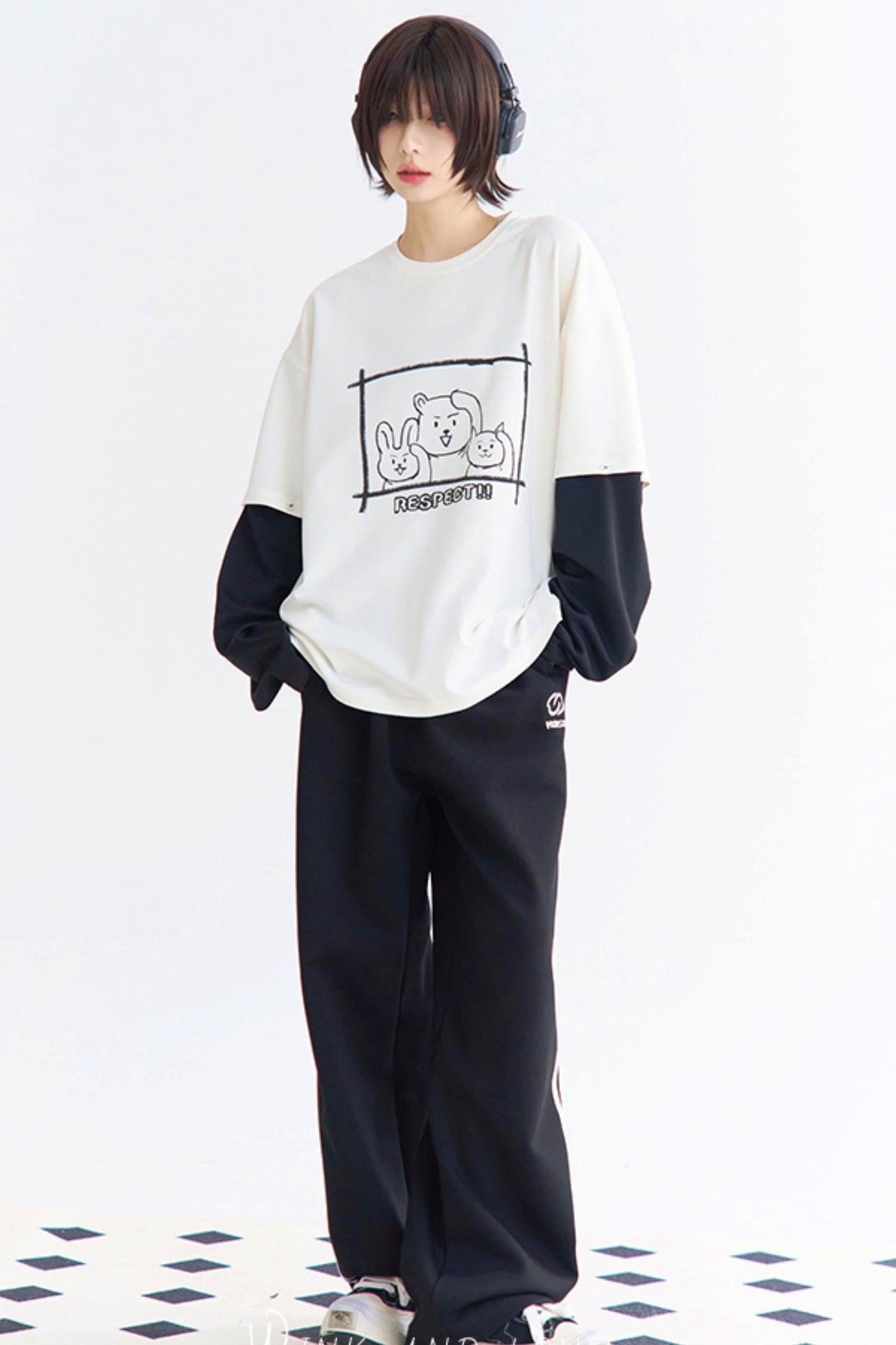 リラックスしたラウンドネックTシャツ レイヤードフィット