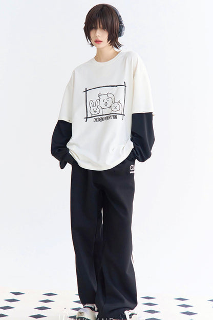 リラックスしたラウンドネックTシャツ レイヤードフィット