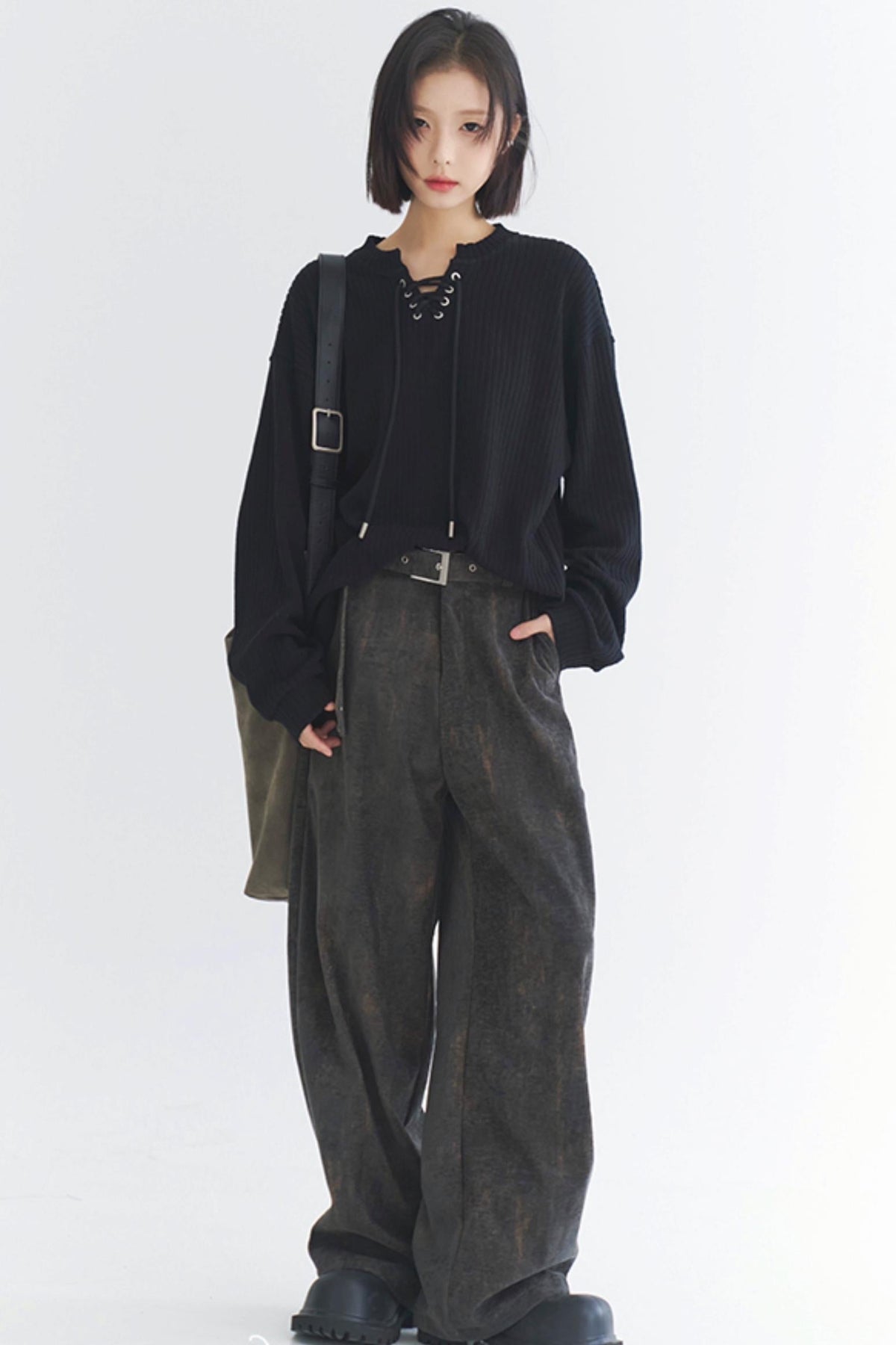 Top oversize en maille à col V