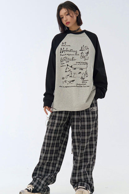 ストリートTシャツ アートパッチワーク ロングスリーブ