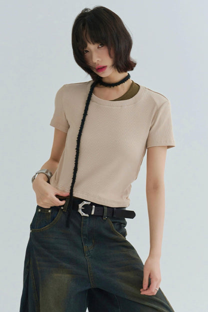 コットンTシャツ スリムフィット ストレッチ