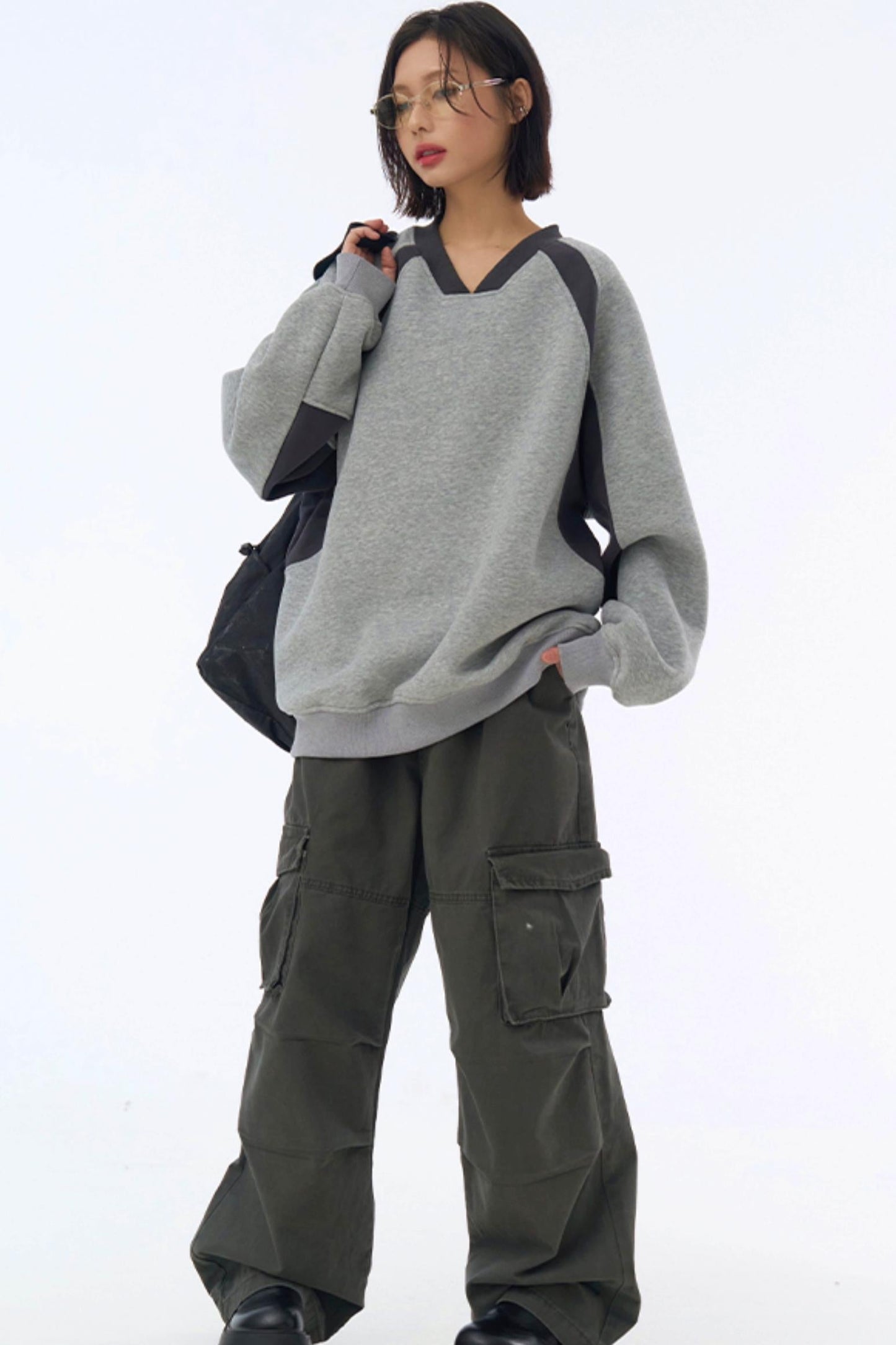 Patchwork Sweater V-Neck