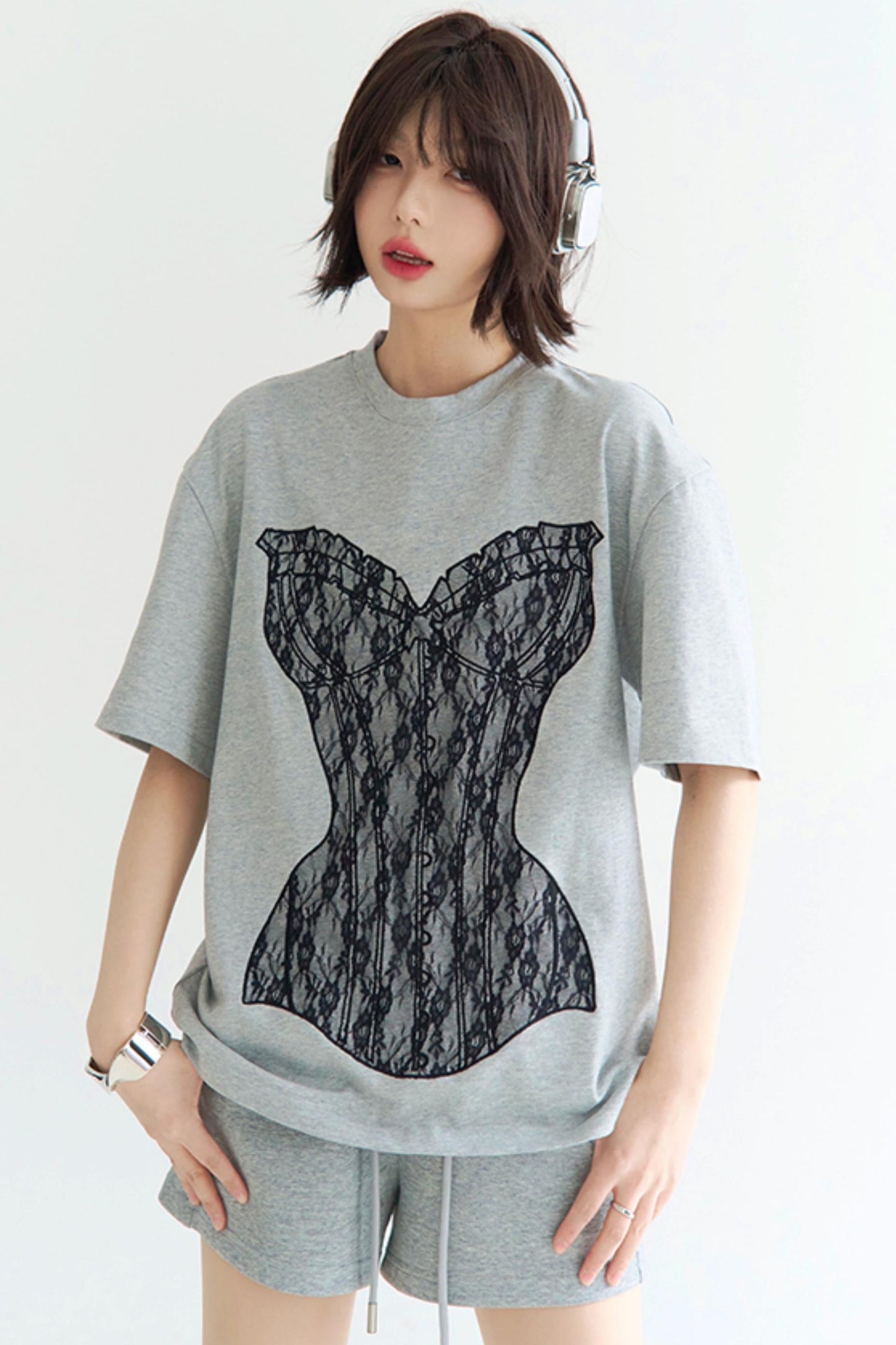 ミニマルレース グラビティシャツ ルーズTシャツ