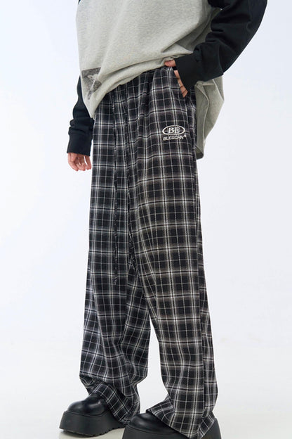 パンツ カジュアル チェック柄 ワイドレッグ