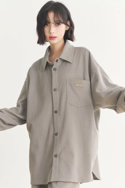 - Muse: Fall for wide Plain Suits sleeve Loose long Women's and Gravity Spring Casual pants shirts