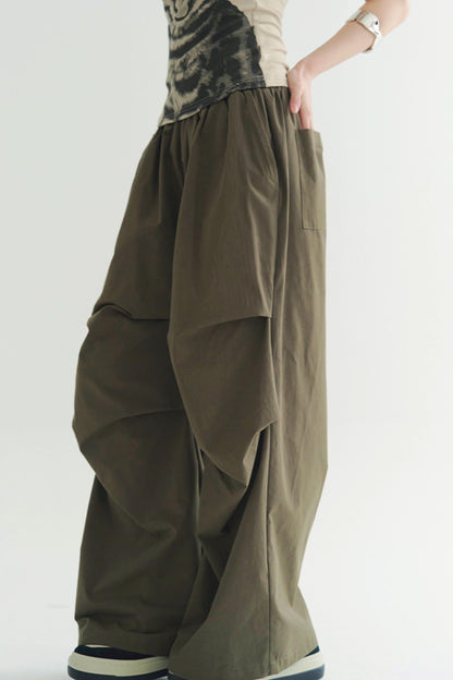 エレガントなパンツ トラウザー ワイドプリーツ