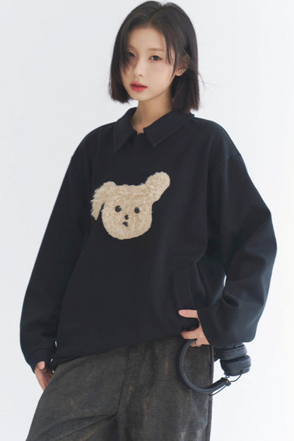 2024 Puppy - Damen Gravity Museum Winter Comfort Plüsch Top Sweatshirt
