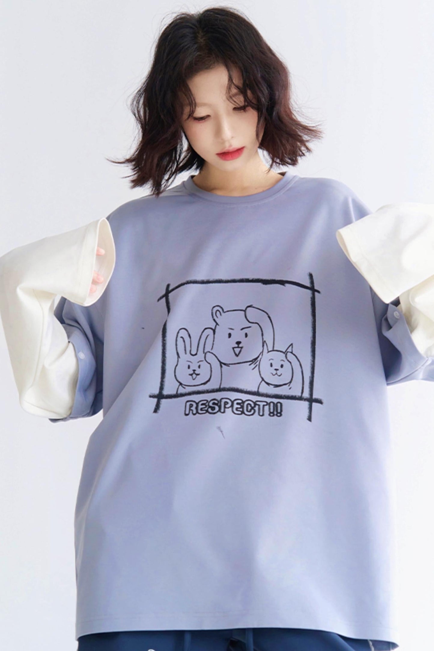 リラックスしたラウンドネックTシャツ レイヤードフィット