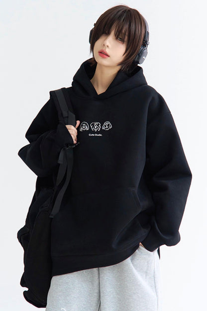 プリントスウェットシャツ フード付き子犬