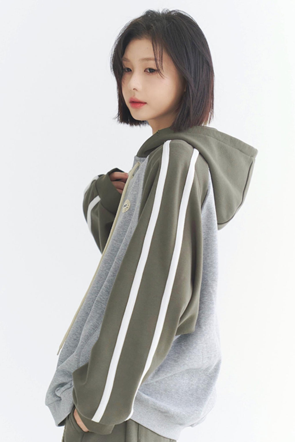 parka patchwork doux contrastée