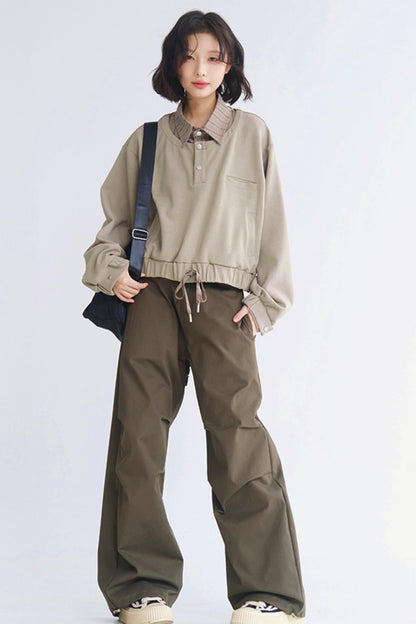 Pullover-Oberteil mit Kragen im Lagenlook