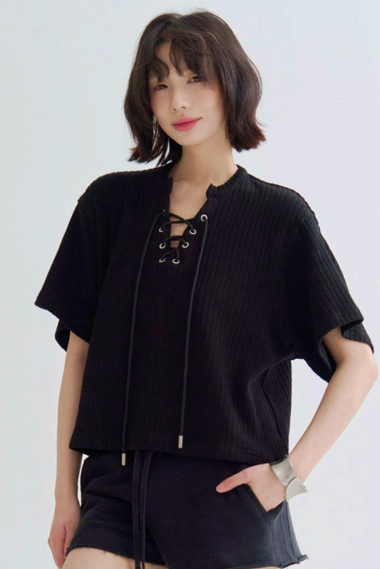 ルーズフィットTシャツ Vネックニット