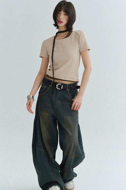 コットンTシャツ スリムフィット ストレッチ