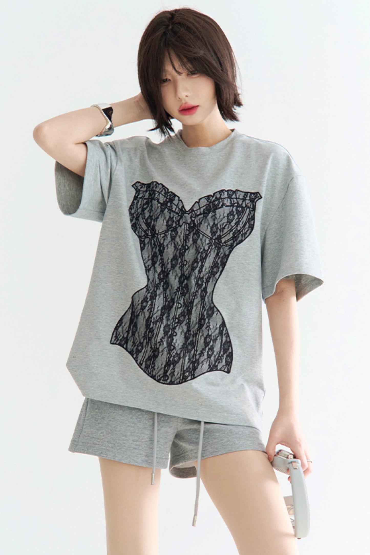 ミニマルレース グラビティシャツ ルーズTシャツ