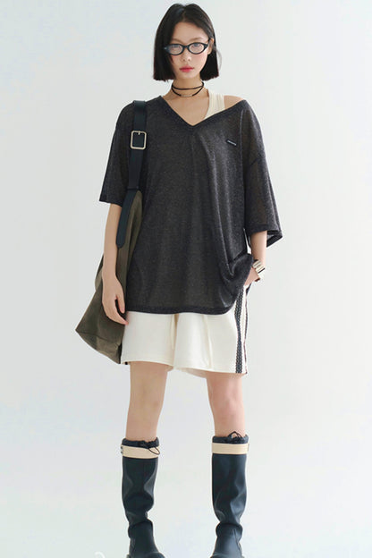 軽量シアーVネックTシャツ