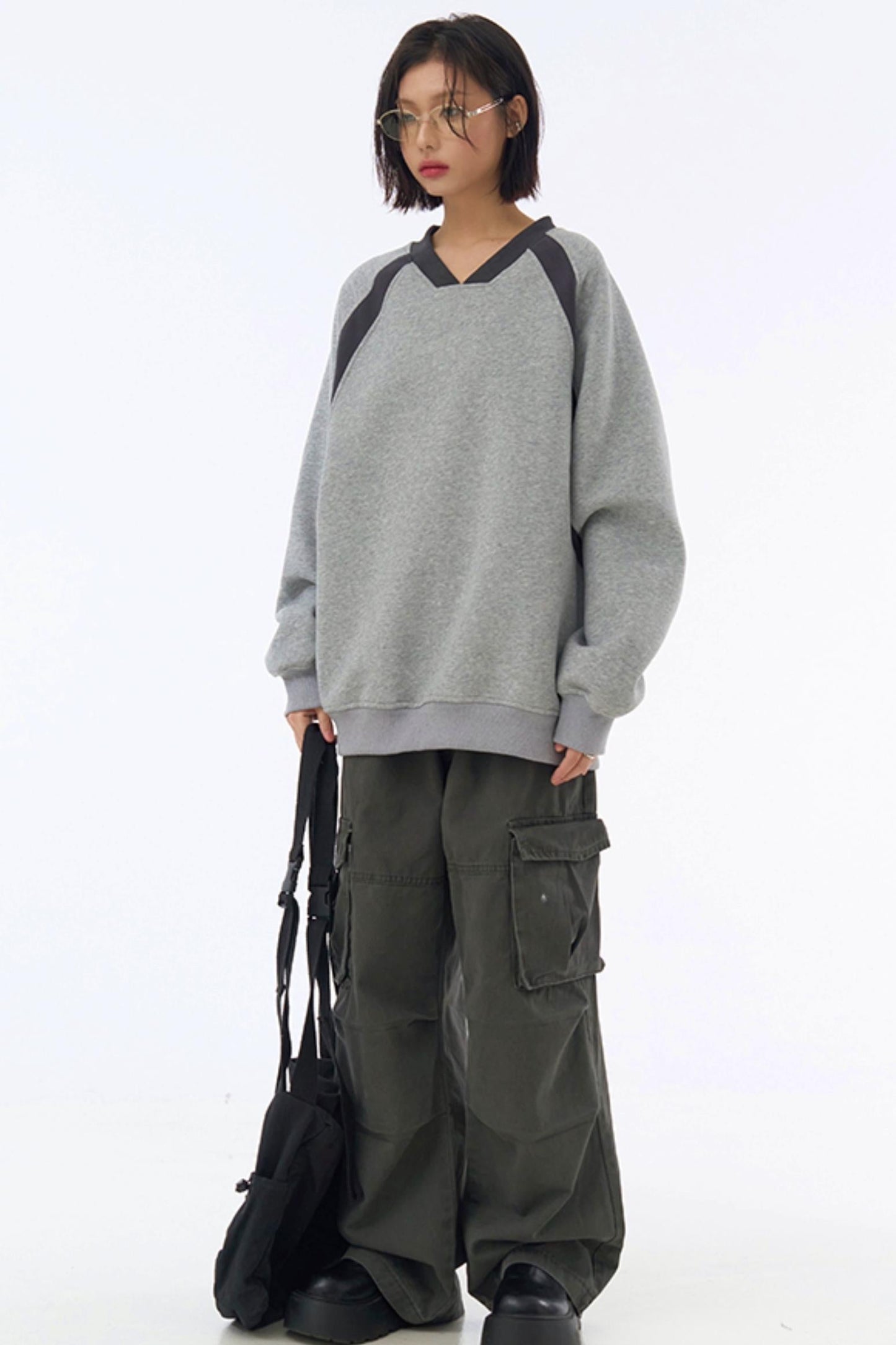 Patchwork Sweater V-Neck