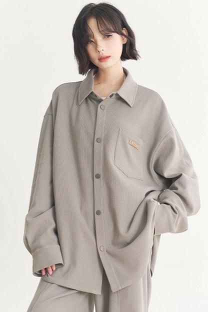 - Muse: Fall for wide Plain Suits sleeve Loose long Women's and Gravity Spring Casual pants shirts