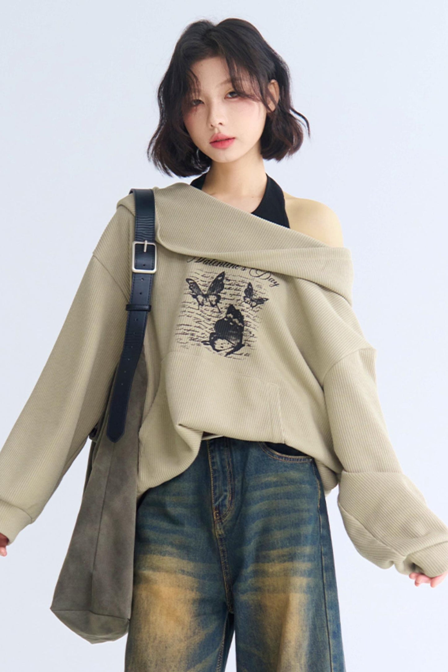 Hoodie Sweatshirt Asymmetrisch