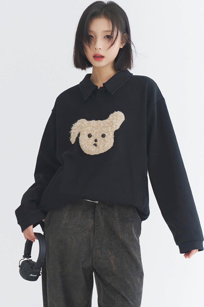 2024 Puppy - Damen Gravity Museum Winter Comfort Plüsch Top Sweatshirt