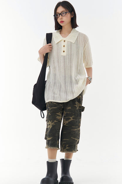 シースルーメッシュカラーTシャツ