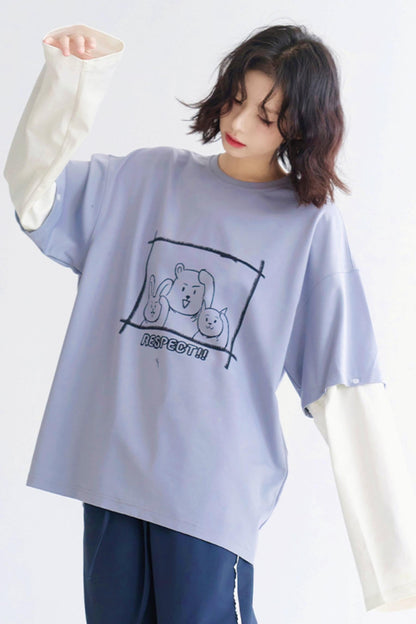 リラックスしたラウンドネックTシャツ レイヤードフィット