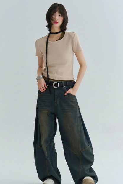 コットンTシャツ スリムフィット ストレッチ