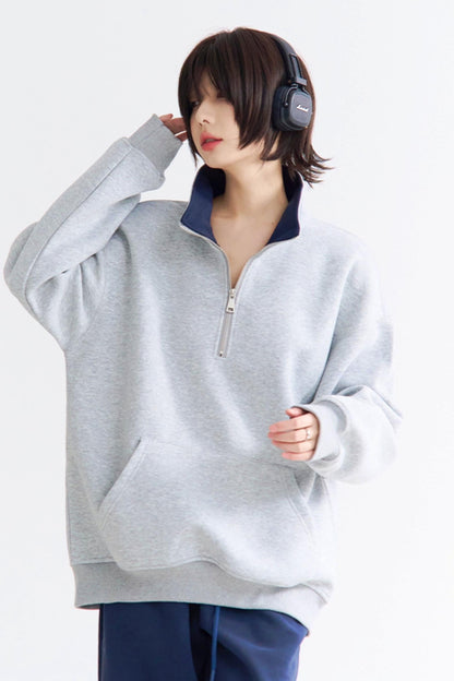 ネックハーフジッププルオーバーハイ