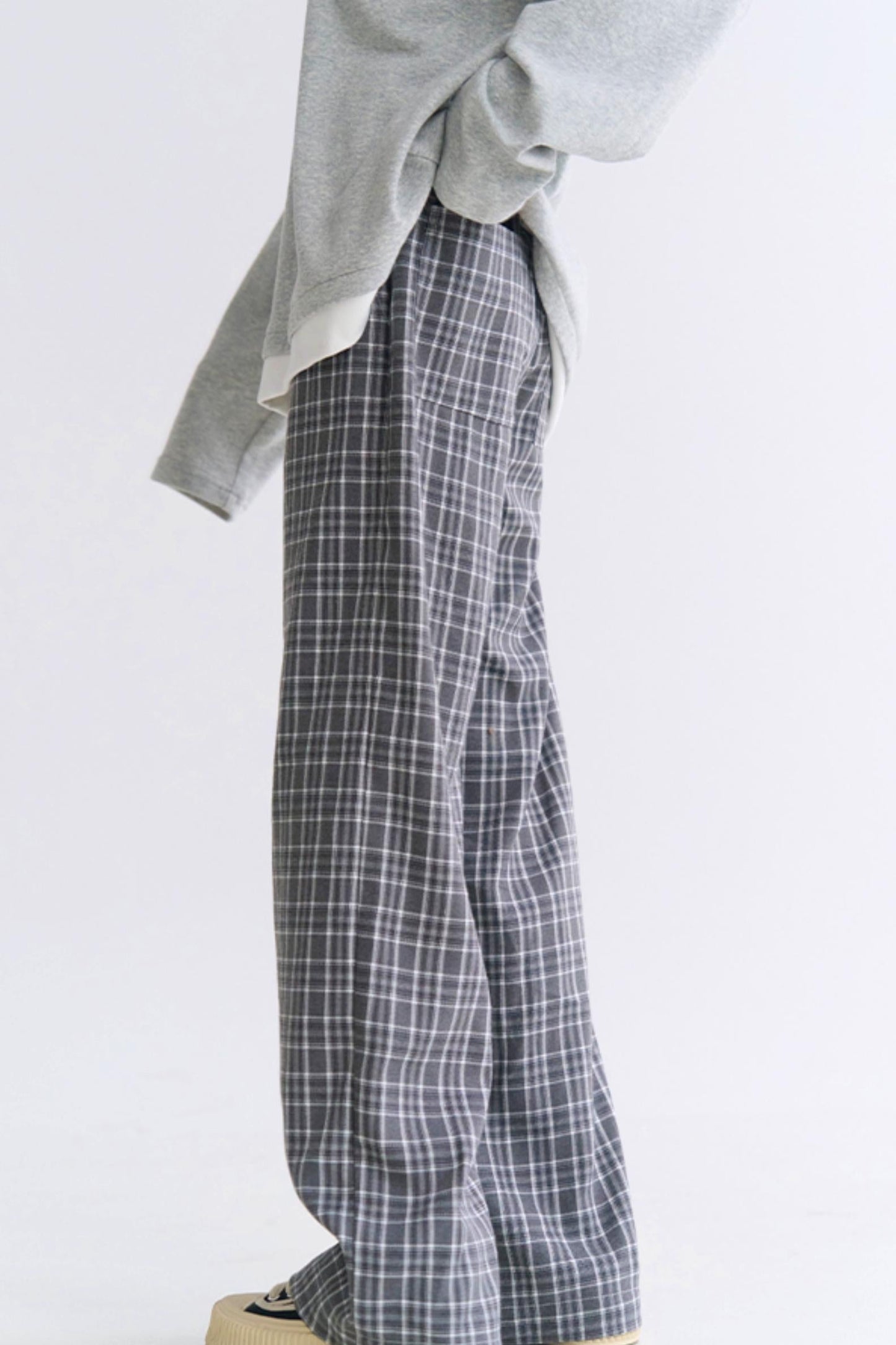 パンツ チェック ゆったり