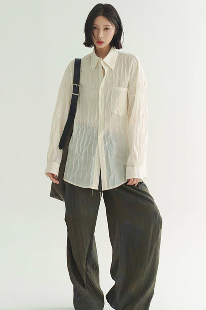 トップス 軽量 無地 長袖