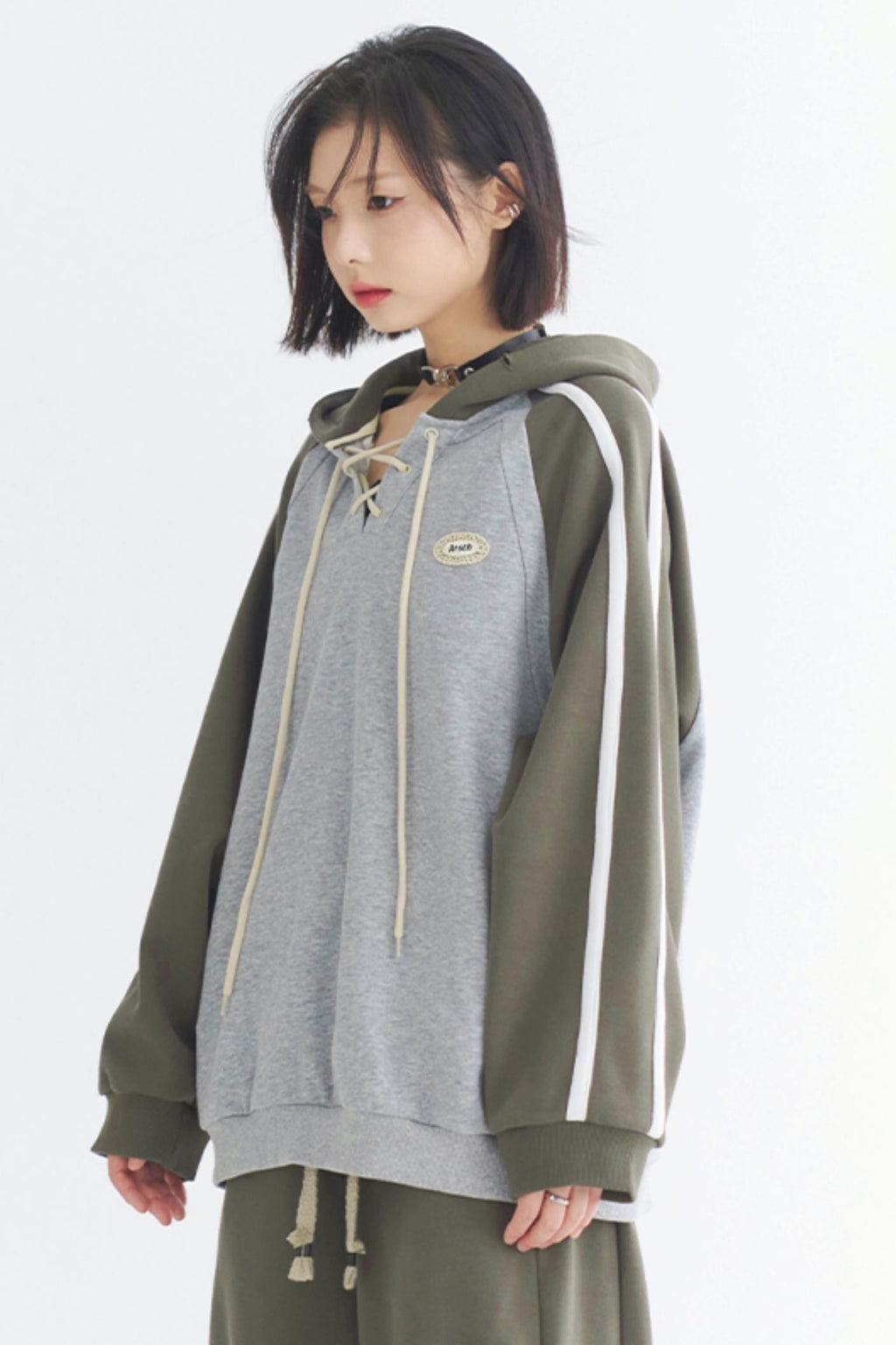 parka patchwork doux contrastée