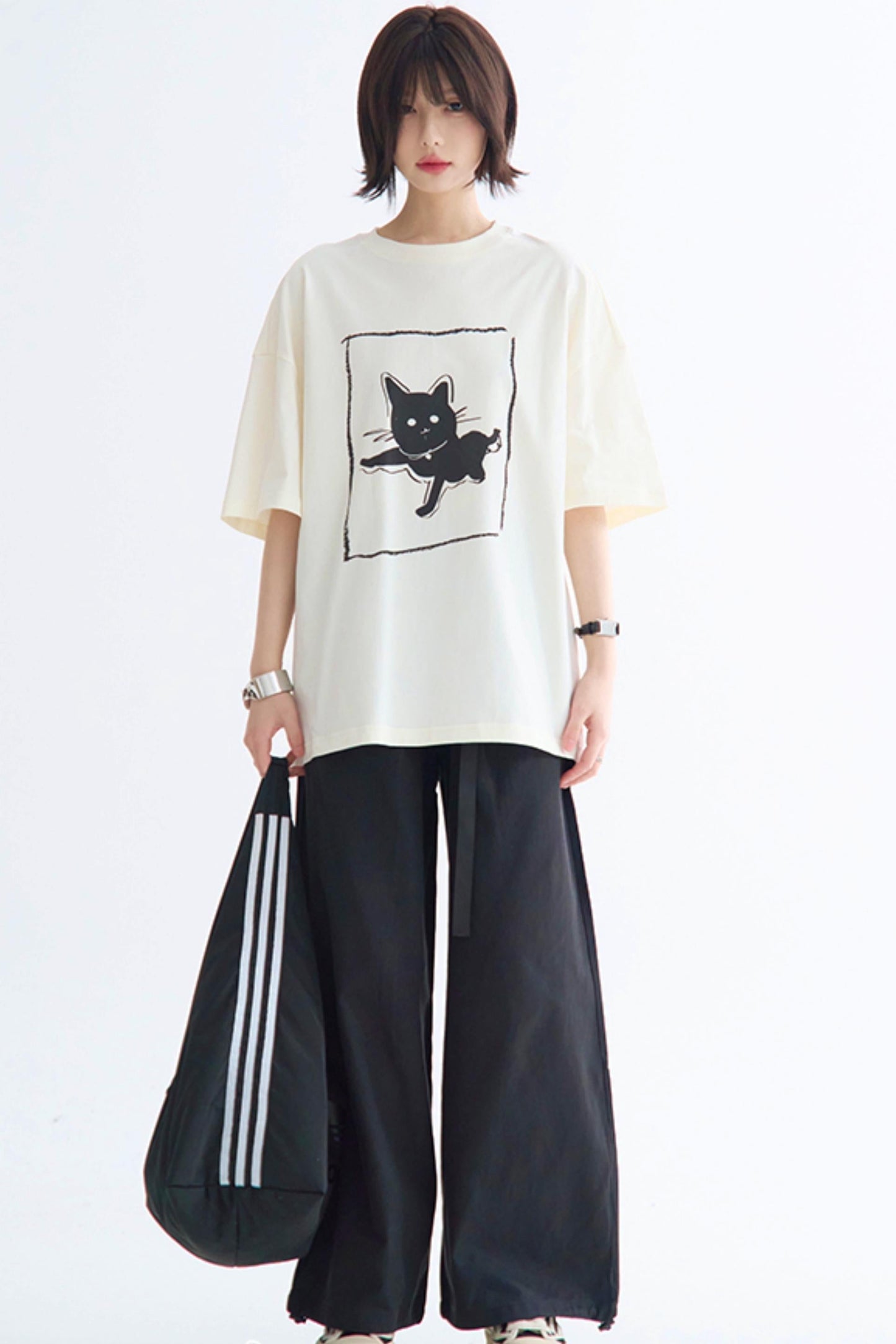 Illustriertes T-Shirt Casual Cat