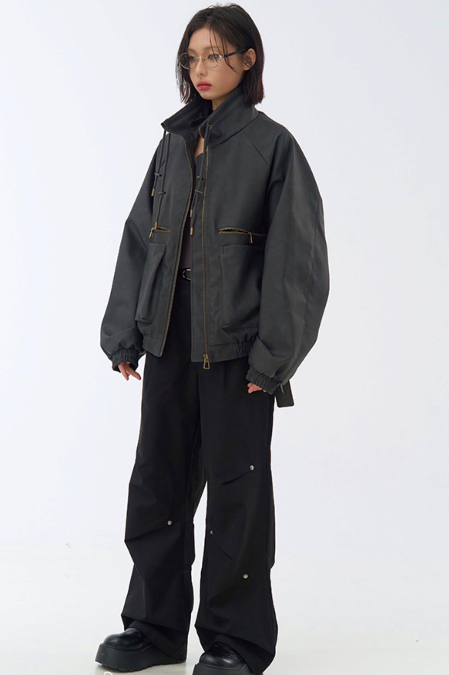 レトロスタンドレザーカラージャケット