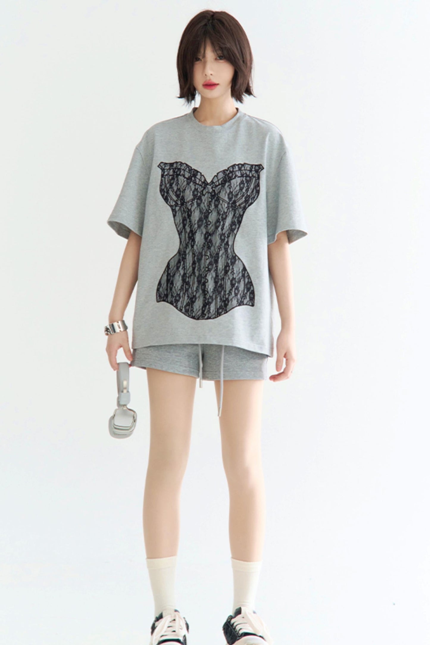 ミニマルレース グラビティシャツ ルーズTシャツ