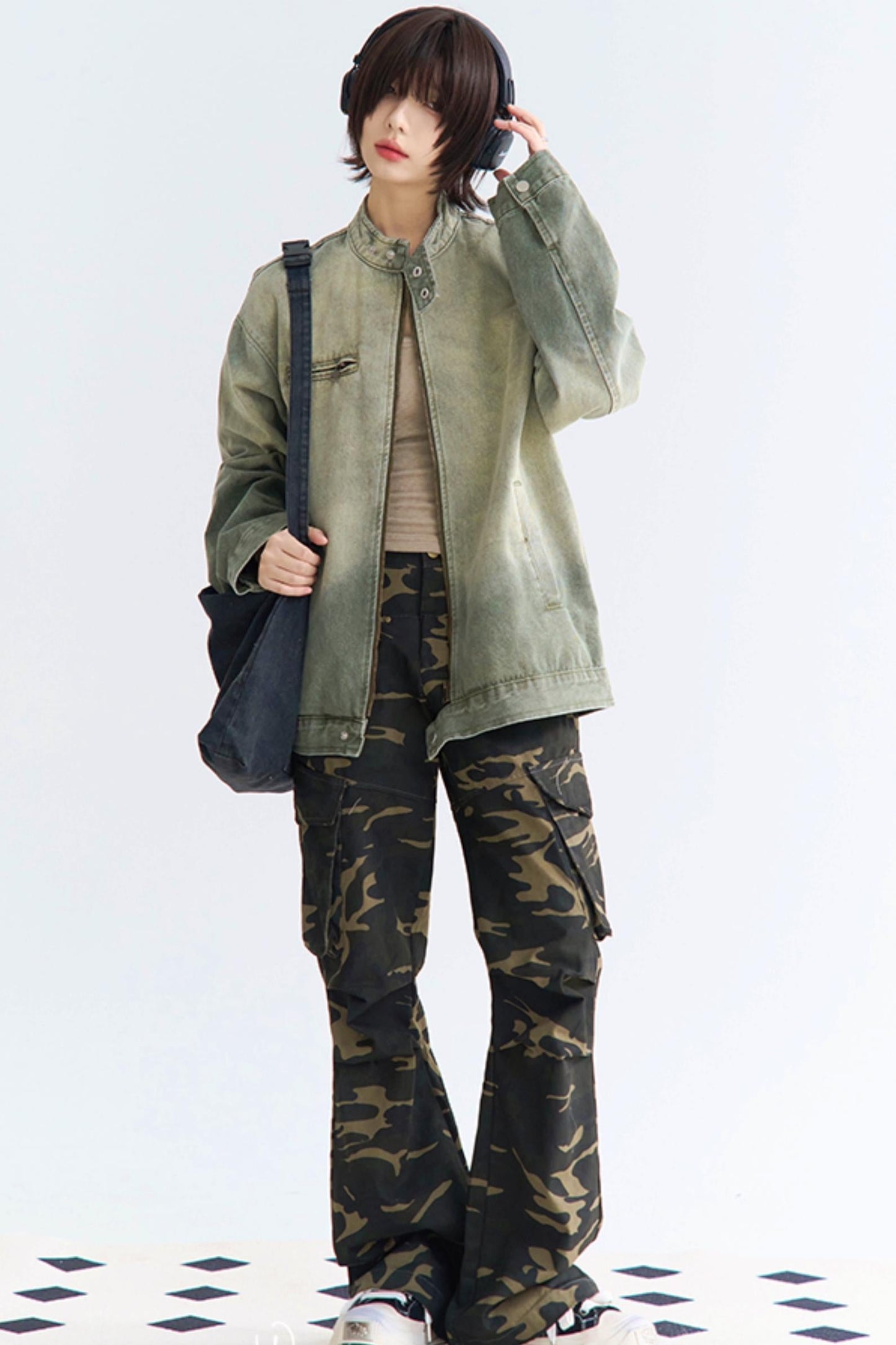 オンブレジャケット リラックスジーンズ