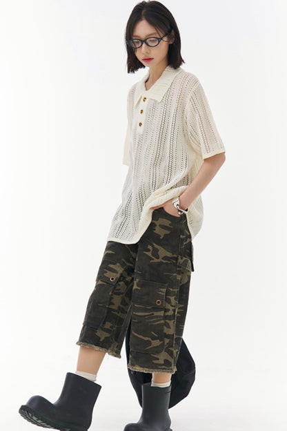 シースルーメッシュカラーTシャツ