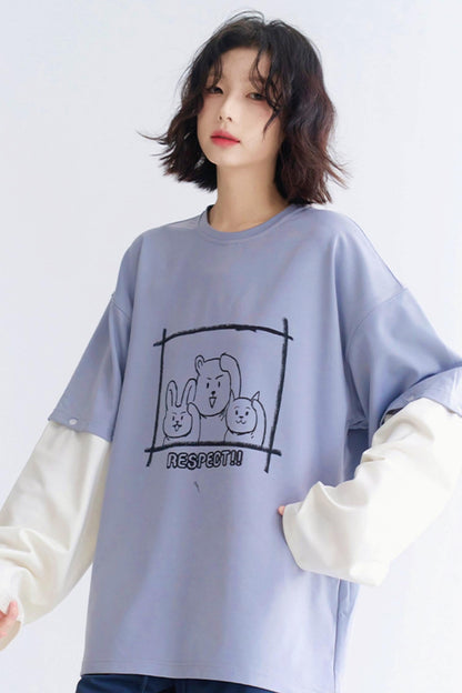 リラックスしたラウンドネックTシャツ レイヤードフィット
