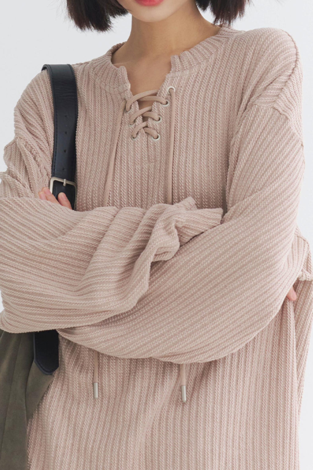 Top oversize en maille à col V