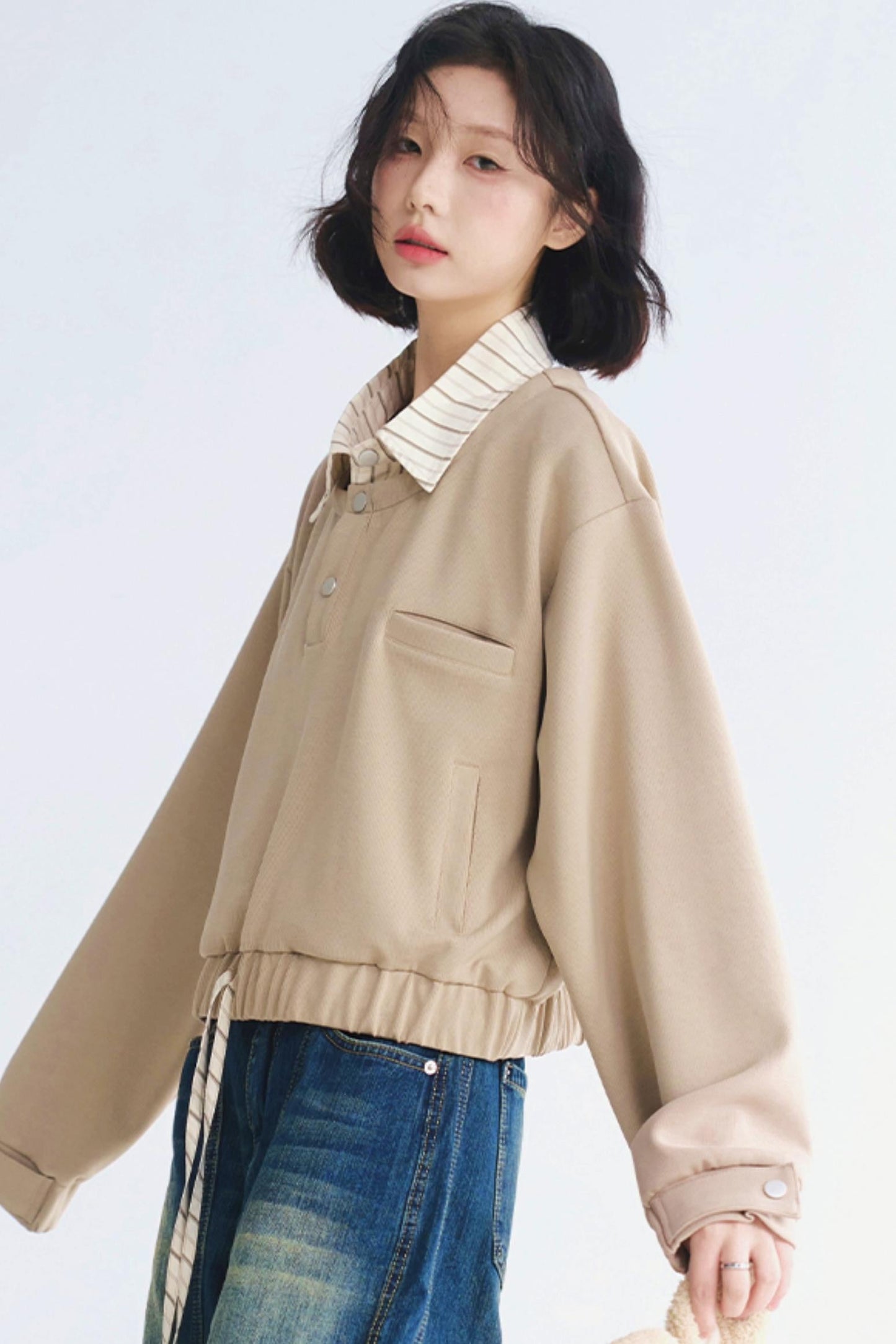 Pullover-Oberteil mit Kragen im Lagenlook