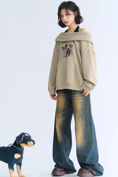 Hoodie Sweatshirt Asymmetrisch