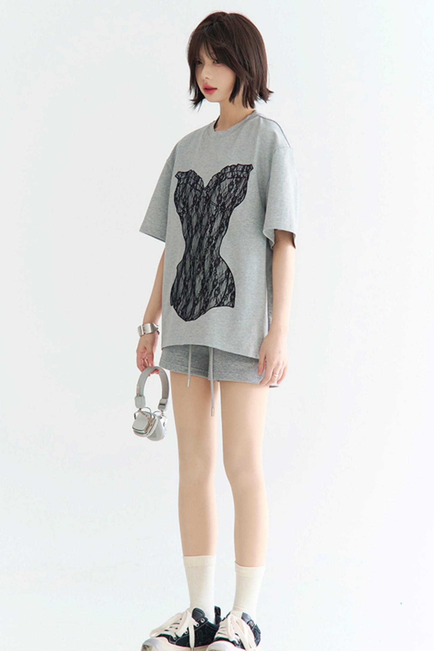 ミニマルレース グラビティシャツ ルーズTシャツ