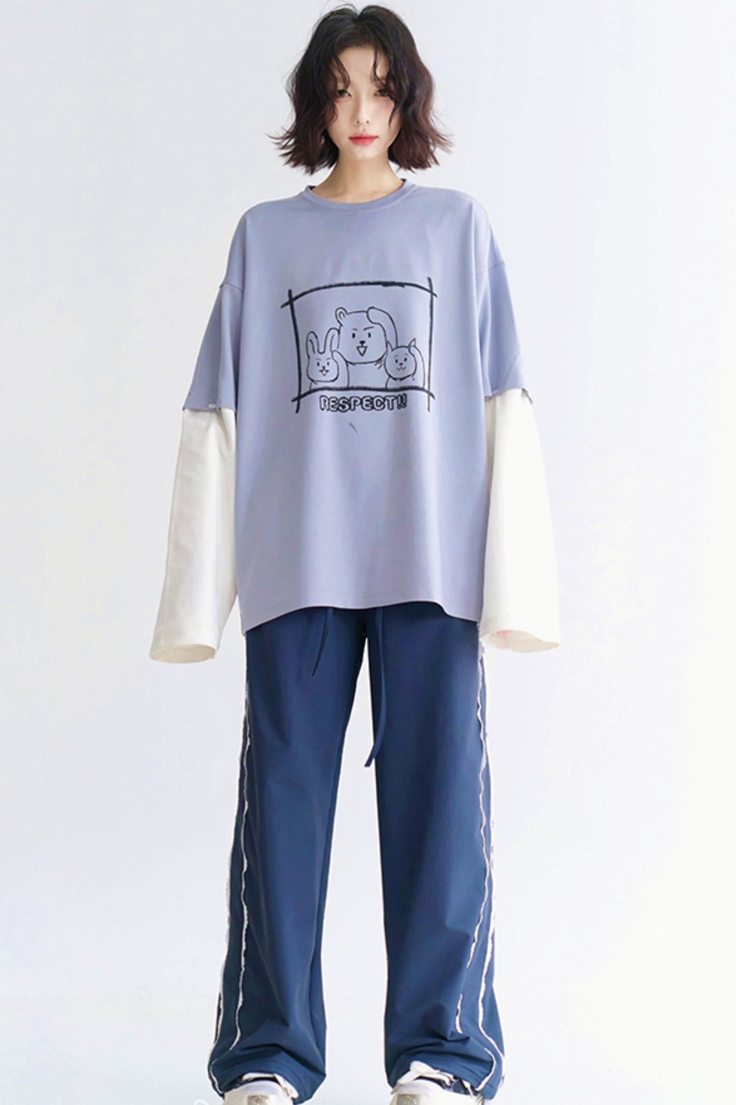 リラックスしたラウンドネックTシャツ レイヤードフィット